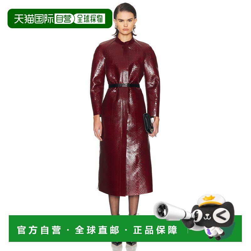 1h可退 香港直邮Tom Ford 汤姆 福特 女士 皮革丝硬缎骑士大衣 CP