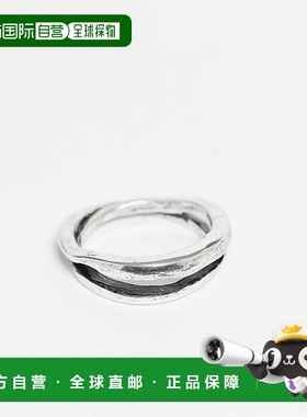 1h可退 香港直邮ASOS 男士 molten intertwined 设计色调戒指(银)