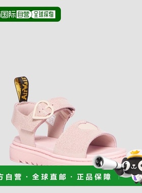 欧洲直邮DrMartens马丁大夫 Marlow Heart儿童淡粉色亮片凉鞋