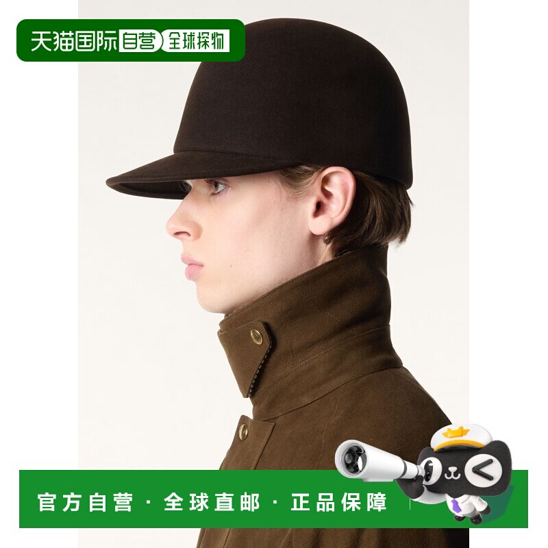 自营欧洲直邮Loro Piana 男士兔毛帽子平顶帽礼帽棕色