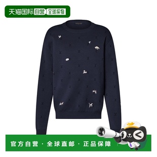 自营1h可退 欧洲直邮LV路易威登 Blason男士午夜蓝羊毛logo纹章图