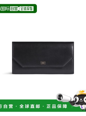 自营欧洲直邮Balenciaga巴黎世家 Envelope女士黑色logo标识钱包