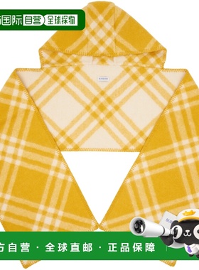 香港直邮Burberry 巴宝莉 女士 黄色 Check Wool Hooded 围巾 811