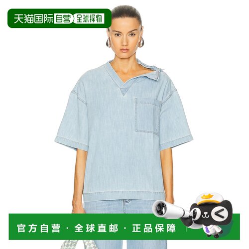 1h可退 Bottega Veneta 葆蝶家 女士 V 领牛仔衬衫 77467短袖