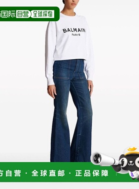 香港直邮Balmain 巴尔曼 女士 长袖短款卫衣 CF1JO065BB02圆领