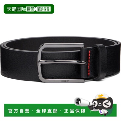 1h可退 香港直邮boss 雨果 男士 黑色 Italian-Made Grained Leat