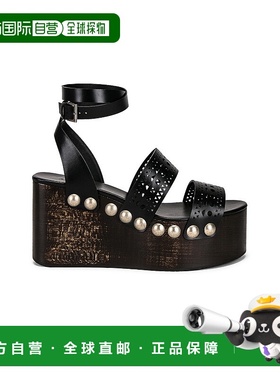 1h可退 香港直邮Alaia 女士 Vienne 木质踝带坡跟鞋 AA3S053CK131