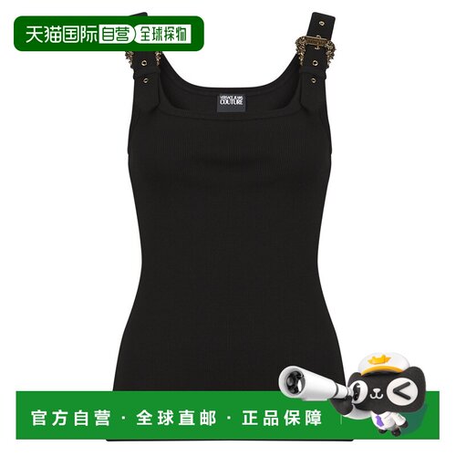 欧洲直邮Versace Jeans Couture衣服女女士罩衫宽松短袖衫黑色80H