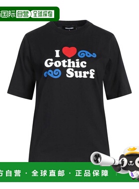 1h可退 香港直邮Dsquared2 二次方 女士 T恤 black黑色 舒适时尚