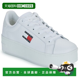 休闲舒适板鞋 女士白色低帮厚底系带时尚 jeans 欧洲直邮tommy
