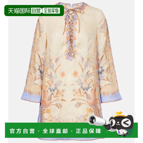 香港直邮ZIMMERMANN 女士 Indra 花朵亚麻长衫 yellow黄色 舒适时