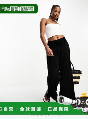 香港直邮ASOS 女士 设计小号束带阔腿宽腿裤裙(黑色)阔腿裤休闲裤