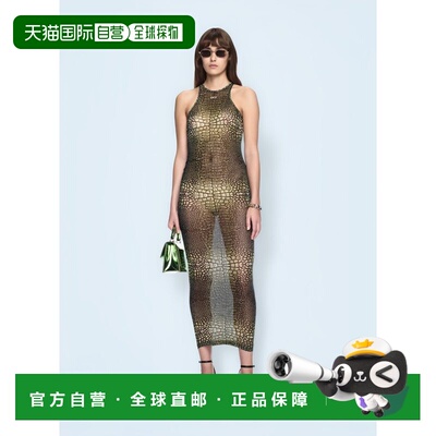 1h可退 香港直邮off-white 女士 鳄鱼纹网纱工字背背心裙 OWDB54J