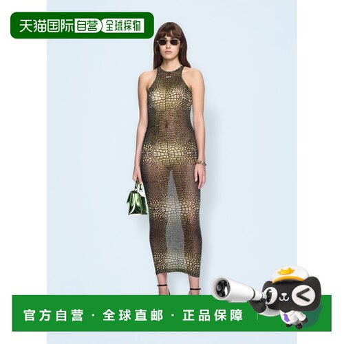 1h可退 香港直邮off-white 女士 鳄鱼纹网纱工字背背心裙 OWDB54J