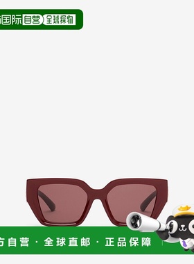 自营欧洲直邮Burberry博柏利 EKD系列女士深红色尼龙方框猫眼太阳