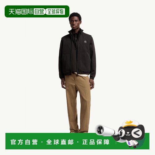 自营欧洲直邮Moncler盟可睐 男士黑色棉质聚酯纤维双面拉链马甲
