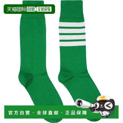 香港直邮Thom Browne 汤姆 布朗 女士 绿色 Cotton 4-Bar 中筒袜