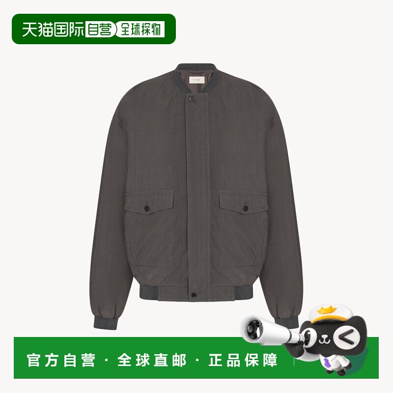 自营欧洲直邮THE ROW 男士灰色丝绸飞行员夹克