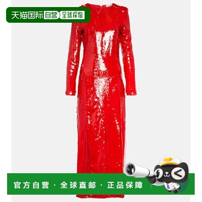 1h可退 香港直邮GANNI 甘尼 女士 珠片长款连衣裙 red红色 舒适时