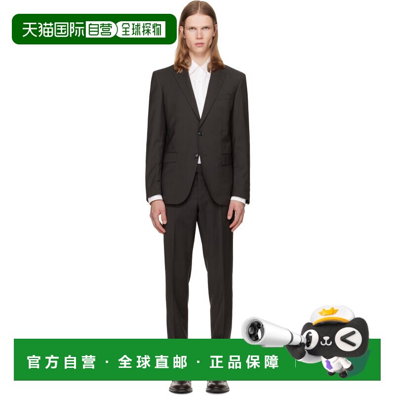 香港直邮BOSS 波士 男士 棕色 Two-Piece Slim-Fit Wool 西服套装
