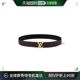 路易威登24新款 欧洲直邮LV 男士 黑咖色粒面皮革金扣双面腰带3.5c