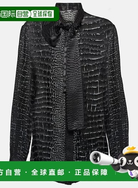 1h可退 香港直邮Versace 范思哲 女士 devore 打结领衬衫 001180