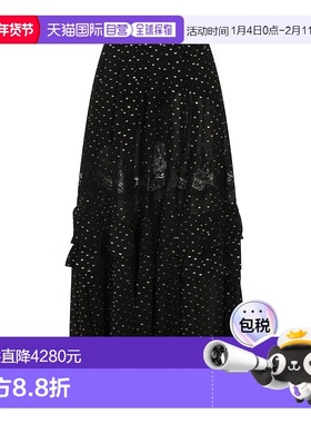 1h可退 香港直邮Self-Portrait 女士 黑色粘胶纤维半身裙 RS26196