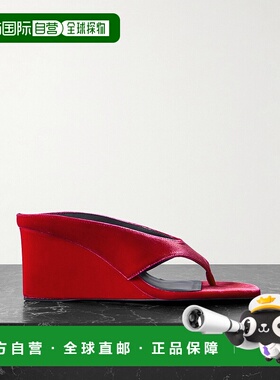 1h可退 香港直邮Alaia 女士 Tong 75 天鹅绒坡跟凉鞋 AA3M105A014