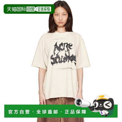 香港直邮Acne Studios 艾克妮 女士 灰白色 Gothic Logo T恤 BL04