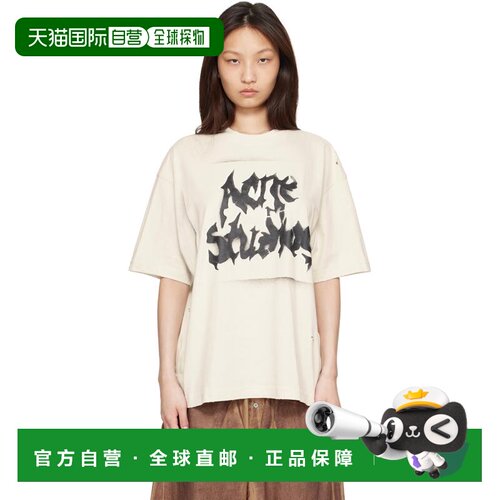 香港直邮Acne Studios 艾克妮 女士 灰白色 Gothic Logo T恤 BL04