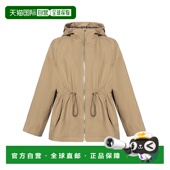 自营欧洲直邮Burberry 博柏丽 女士米色棉质内衬格纹印花连帽夹克