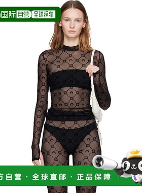 香港直邮Marine Serre 女士 黑色 Recycled Mesh Flock Second Sk