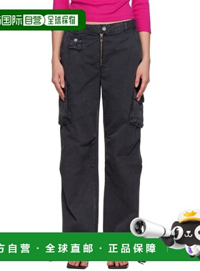 1h可退 香港直邮GANNI 甘尼 女士 黑色 Washed Twill 长裤 W0446P