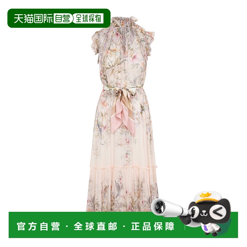 香港直邮ZIMMERMANN 女士 REBELLION 米白色飘逸粘胶纤维中长连衣