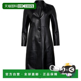 自营欧洲直邮Toteme Outerwear女士黑色羊皮三粒扣长款大衣