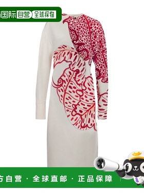 1h可退 香港直邮Salvatore Ferragamo 树叶印花连衣裙 13C635