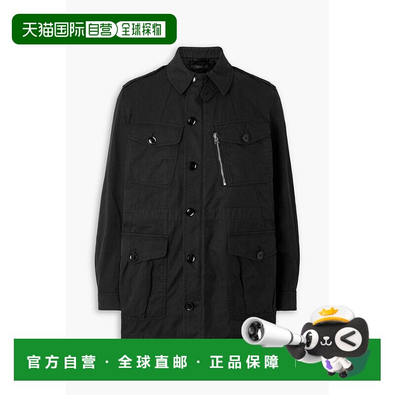 香港直邮Tom Ford 汤姆 福特 男士 皮革边棉质斜纹布军装夹克 OJM