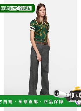 自营欧洲直邮Acnes Studios 女士绿色聚酯纤维印花褶皱衬衫