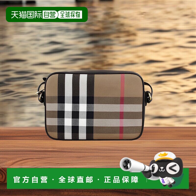 自营BURBERRY博柏利女士牛皮帆布拼色相机单肩包手提斜挎包拉链图片