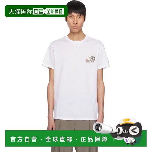 1h可退 香港直邮Moncler 盟可睐 男士 白色 Double Logo Patch Co