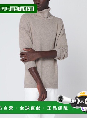 1h可退 香港直邮Loro Piana 诺悠翩雅 男士 GREIGE 羊绒高领毛衣