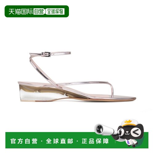 自营欧洲直邮Alaia阿拉亚 INVISIBLE女士粉色/银色镜面皮革搭扣凉