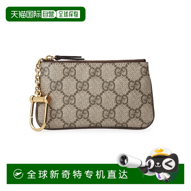 自营 GUCCI/古驰 23新款 女士OPHIDIA米色和乌木色帆布零钱包