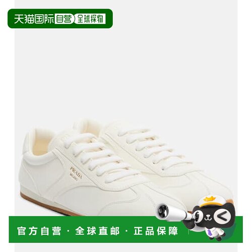 香港直邮Prada 普拉达 女士 皮质运动鞋 WHITE 白色时尚舒适女鞋