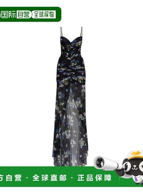 1h可退 香港直邮Blumarine 蓝色情人 女士 印花褶皺長裙 4A374A