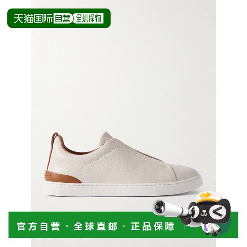 1h可退 zegna 杰尼亚 男士 Triple Stitch 徽标皮革休闲休闲鞋