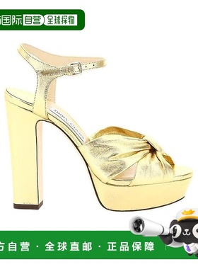 香港直邮Jimmy Choo 徽标高跟凉鞋 HELOISE120ZWVGOLD