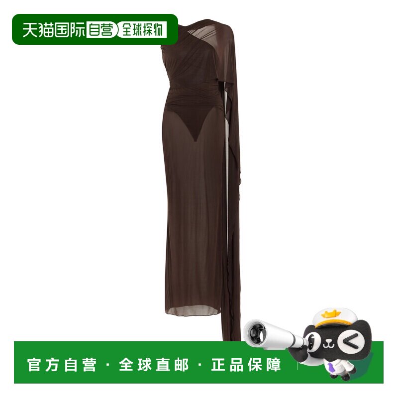 1h可退 香港直邮The Attico 女士 褶皱透视针织长款连衣裙长裙