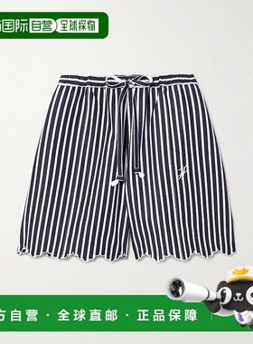 1h可退 香港直邮Patou 女士 条纹抽绳短裤 TR0460190 blue蓝色 舒