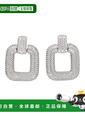 1h可退 香港直邮Self-Portrait 女士 Knocker 银色水晶耳环 AW256